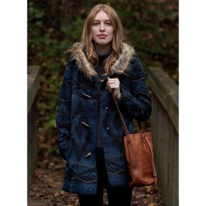 Women's Buffalo Jackson Ganado Hooded Parka Blue Aztec Medium NWT $200